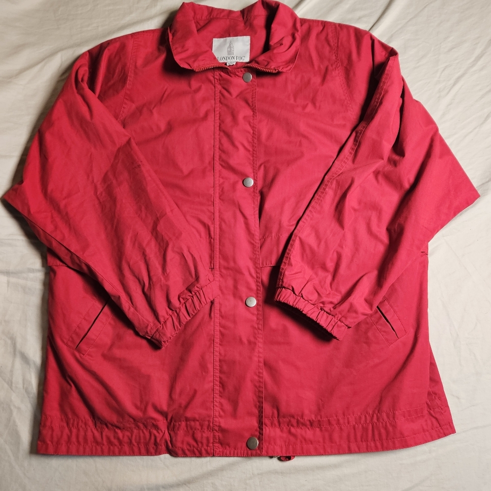 VTG‎ London Fog Jacket Mens XLR Red Grandpa Core 90s Coat Lined Snap Button XL